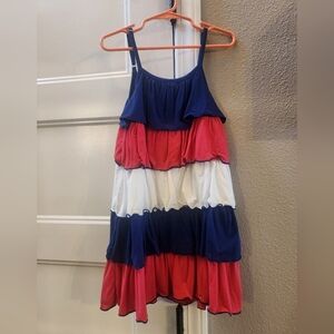 KicKee pants EUC red white and blue tiered ruffle dress 4T